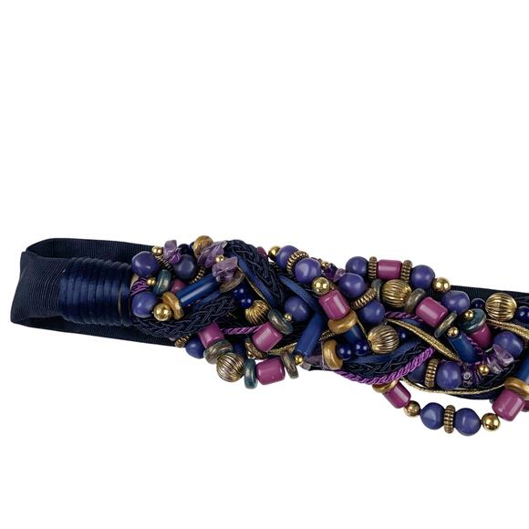 Vintage Carolyn Tanner Designs Belt Beaded Purple Gold Braided Women's One Size - Picture 3 of 8